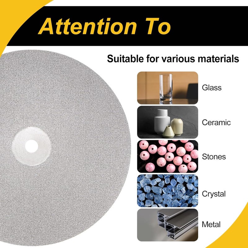 WorkBless 6-Inch Diamond Grinding Disc for Polishing, Sanding, Lapidary - 9 Grit (120 to 3000) - Flat Lap Disc for Glass, Stone, Metal, and Ceramic - Image 5